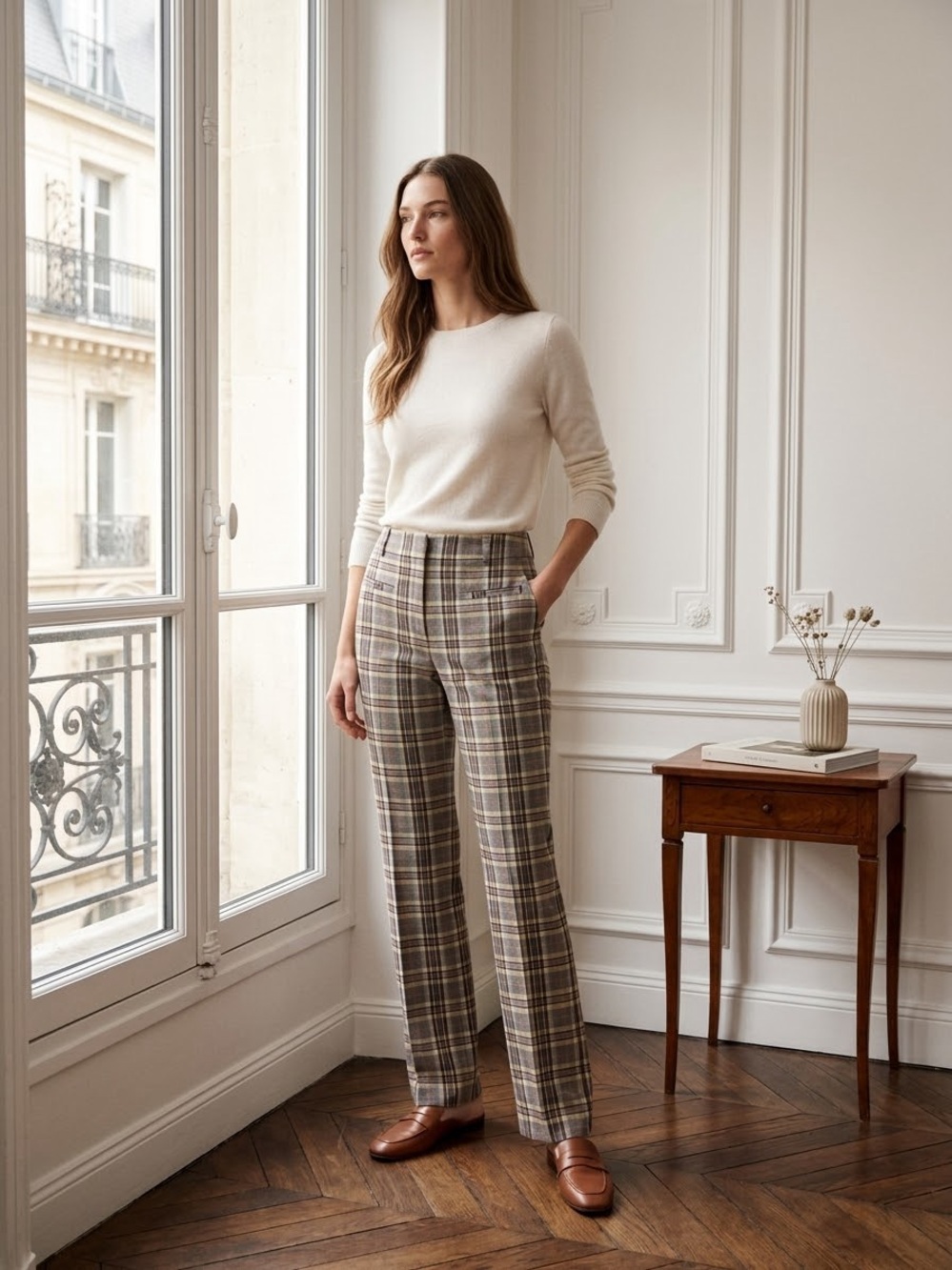 Maeve by Anthropologie Plaid Tapered Pant 4 Tall